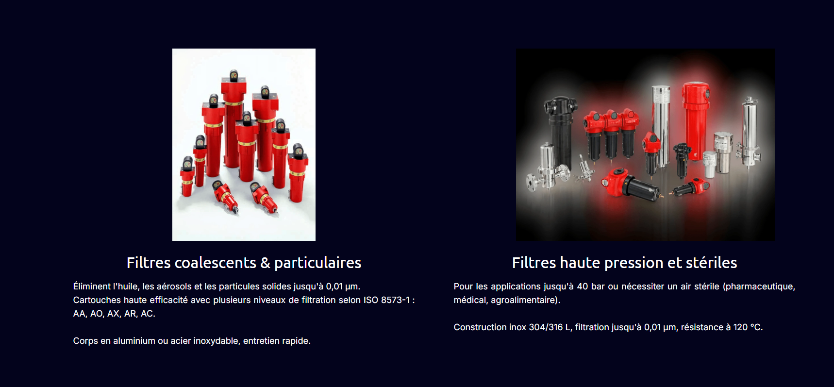 Élément filtrant de rechange 1.5 Nm³/min